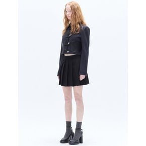 FLAP PLEATED MINI SKIRT_BLACK