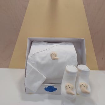 블루독베이비 WH)비비배내바디수트,양말 선물세트(44A70-040-01+45170-011-14)