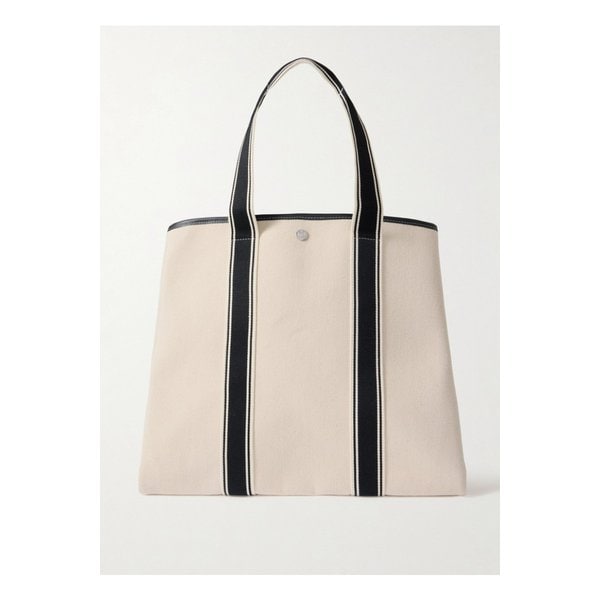 휘 드 베르누이 트라베르제 라지 가죽 웨빙 트리밍 캔버스 토트 화이트 46376663162863569