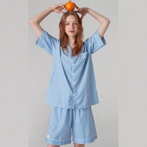 [해원 PICK]실크핏 마리나 반팔 카라 잠옷 세트