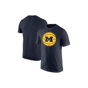 4276424 Jordan Brand Mens Navy Michigan Wolverines Basketball Logo T-Shirt