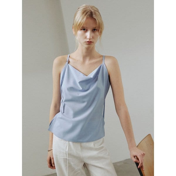 카울넥 슬리브리스 블라우스_LIGHT BLUE