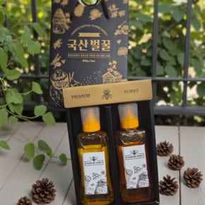 [꿀단지] 선물세트 튜브500g*2구 순수숙성벌꿀 [아카시아꿀+잡화꿀]