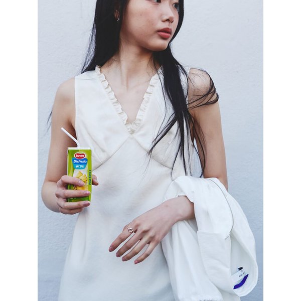 Frill VNeck Dress  Ivory (KE5371M041)