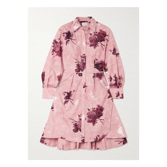 에르뎀 플리츠 플로럴 프린트 코튼 포플린 미니 셔츠 원피스 46376663162904655