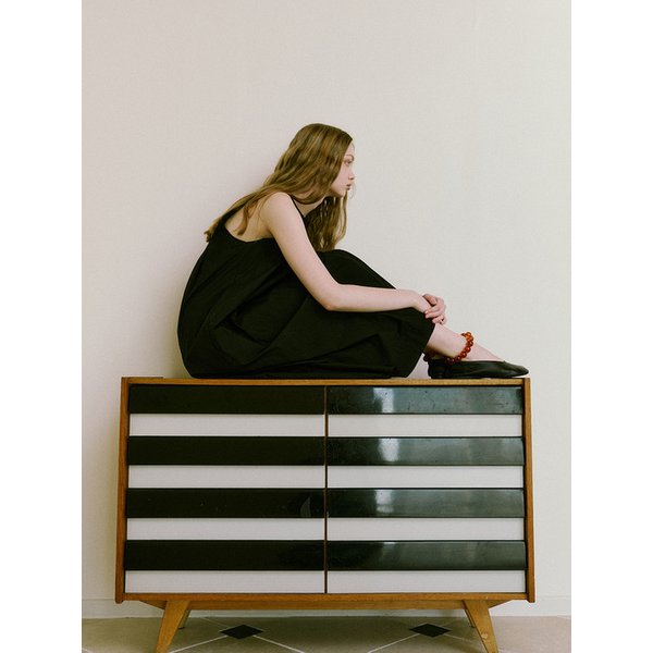 Cotton Nylon Pintuck Dress (Black)