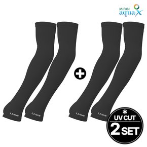 아웃도어 LUPDUA02 블랙 UV차단 쿨 손등커버형 팔토시 2p, 2SET