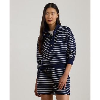 로렌 랄프 로렌 스트라이프 프렌치 테리 모크넥 스웨트셔츠(WMLRKNIS6820214410)