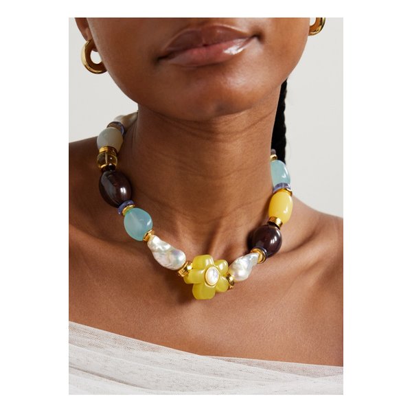 리지 포르투나토 미스트플라워 골드 도금 멀티스톤 비즈 네크리스 멀티컬러 46376663162907532