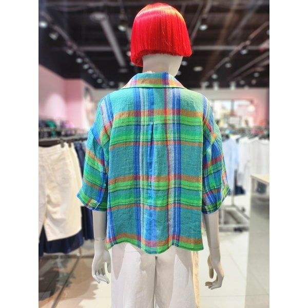 [부산점] 오픈 카라 빅 체크 블라우스 BABLB1631