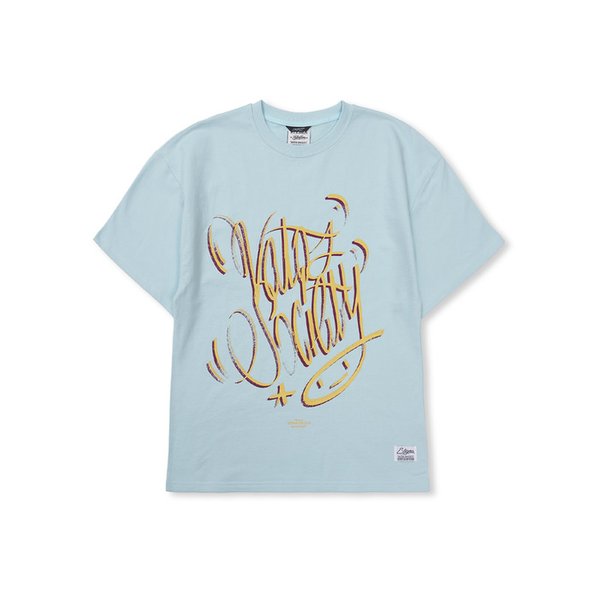 Pin Smile Semi-oversized T-shirts Sky Blue