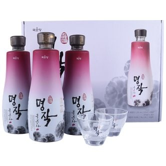  국순당고창명주 명작 복분자선물세트 13도 375ml 3병 잔 2개