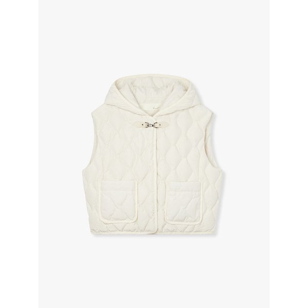 토글 버튼 후디드 다운 베스트_아이보리 7255417101