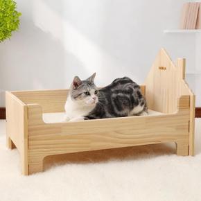 [트랜디아이]애견 침대 우드 사계절용 고양이집 원목 침대 (S7592633)
