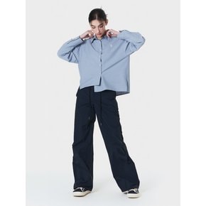 TWO-TUCK STRING SLIM WIDE PANTS NAVY MBCSPA002NV