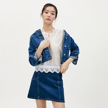 플라스틱아일랜드 [C]레이스 시스루 나시 블라우스 (PR2WB365)