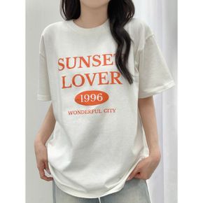 남녀공용 선셋 오버핏 20수 반팔 티셔츠_P391365069