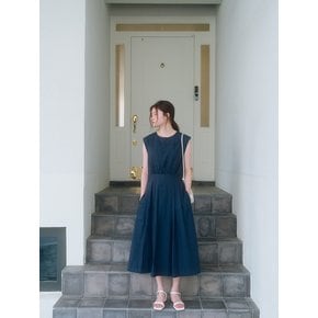 Line Flare Long Dress - Navy