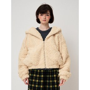 SHEARLING HOOD JUMPER, CUSTARD