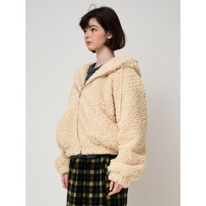 SHEARLING HOOD JUMPER, CUSTARD