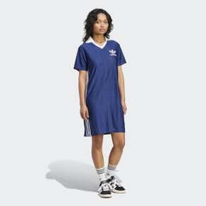 [여성] 친환경 소재로 제작된 폴로 칼라 트레포일 로고 3선 핀스트라이프 드레스(IX5509)