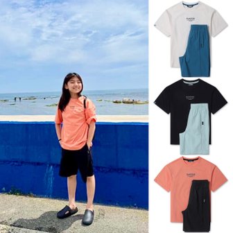 블랙야크키즈 25SS 상하의 소매가 다른 하이브리드 반팔티셔츠+반바지 세트 상하복 [S칸투어반팔세트3]