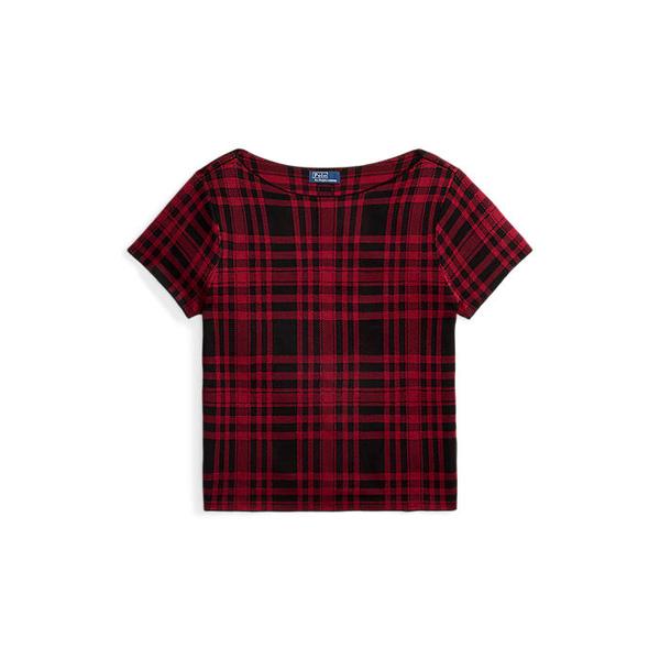 여성 플래드 숏 슬리브 스웨터(WMPOSWENC021419001)