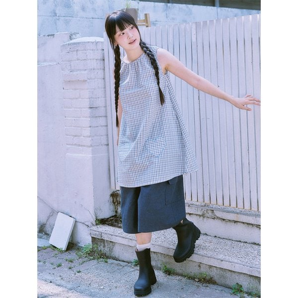 ke801-String Sleeveless Dress Cream Blue