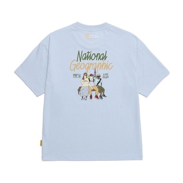 [여주점] N252UTS081 리젠아스킨 유니 트래블2 그래픽 세미오버핏 반팔 쿨티셔츠 LBLUE