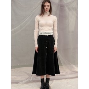 Cien Shirring Seethrough Turtlenect Top_Ivory