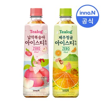  티로그 아이스티500ml) 납작복숭아 홍차 12개+제주청귤 12개 / 제로칼로리 0kcal