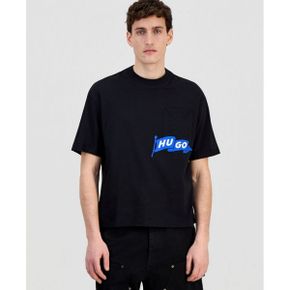 맨즈 코튼 포켓 로고 Crewneck 티셔츠 - 블랙 25938645 1387746