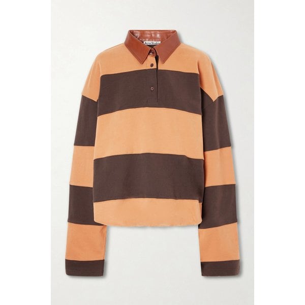 폴리오 가죽 트리밍 스트라이프 코튼 저지 스웨트셔츠 46376663162964149