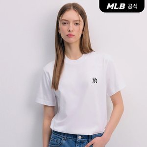 MLB [코리아공식]베이직 스몰로고 반팔 티셔츠 NY (Ivory)