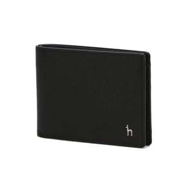 헤지스 [GOLDEN LANE] 블랙 음각패턴 소가죽 슬림 반지갑 HJWA4F571BK