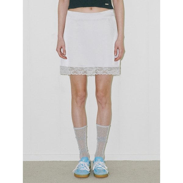 Lace A-line mini Skirt GRAY