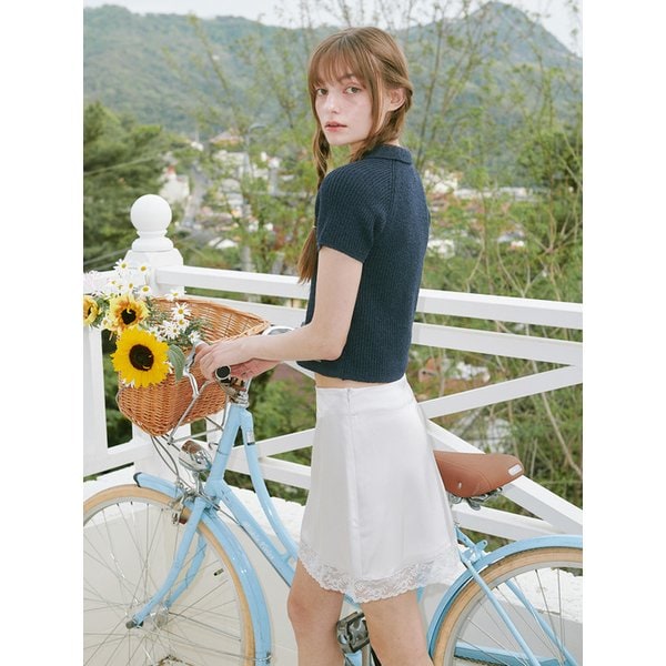 Lace A-line mini Skirt GRAY