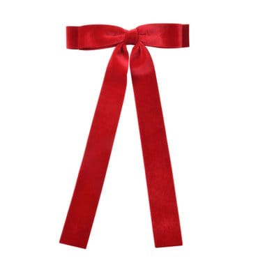 키즈스퀘어 [메르시밴드] 룩앳미 벨벳 긴꼬리 리본 자동핀 (red)