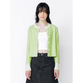 BOUCLE KNIT CARDIGAN - YELLOW GREEN