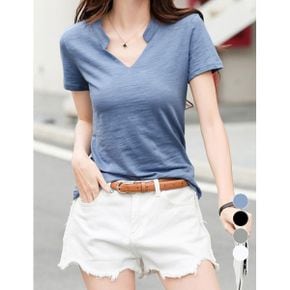 ATMARK 브이컷스탠드슬림반팔티셔츠 AA63TS075G_P431724067