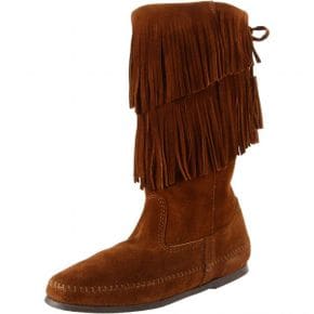 영국 미네통카 부츠 Minnetonka Calf Hi 2layer Fringe Boot Womens Angled ide Zip 1761386