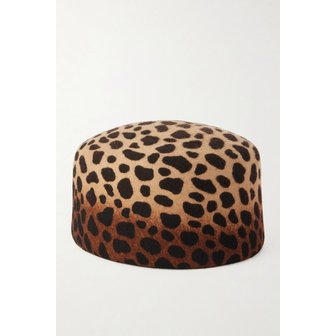 GIGI BURRIS 지지 버리스 로렌 레오파드 프린트 울 펠트 필박스 햇 46376663163065353