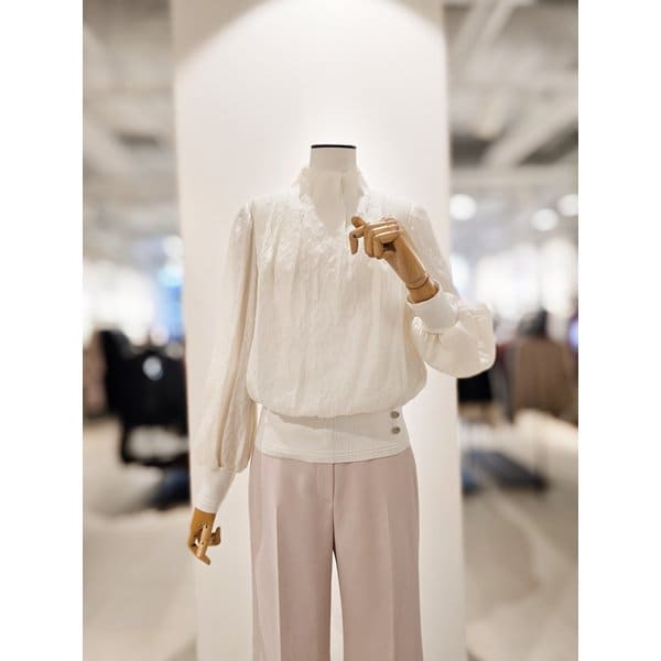 [파주점] [더아이잗컬렉션]턱 디테일 링클 하이넥 블라우스 CS2B0BL231