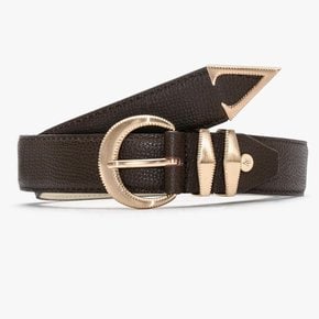 ALCBT001 AC Signature_Belt D.Brown & Gold