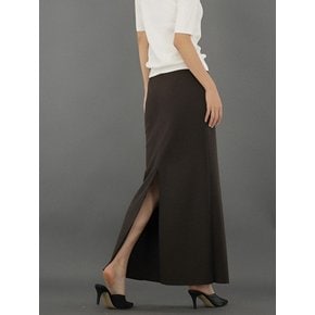 Back Slit Bending Long Skirt _Brown