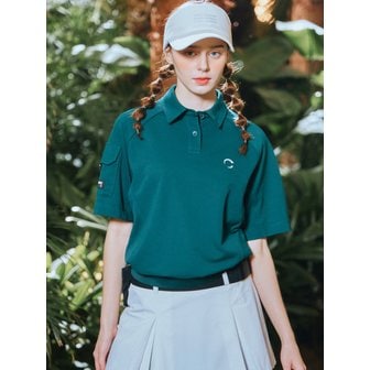 챌린저 PQ조직 소매포켓 여성 블루종 반팔티셔츠 다크그린_CHD2WST0633DN