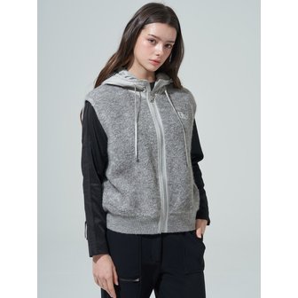 BLUDOT 소프트 부클 후드집업 베스트_MG