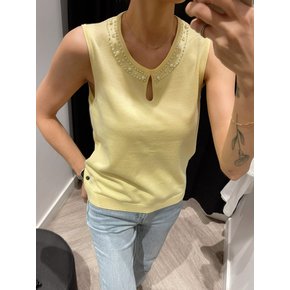 칼라거펠트 26SS 여성 판나콧타 진주 여성 나시 티셔츠