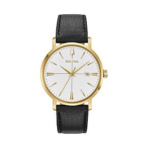 독일 부로바 남자 시계 Bulova Mens 아날로그 쿼츠워치 가죽스트랩 97B172 1363709