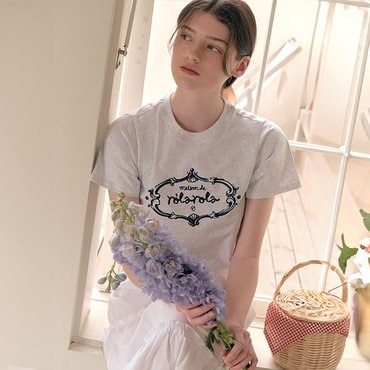 로라로라 VINTAGE LOGO HALF T-SHIRT MELANGE GRAY